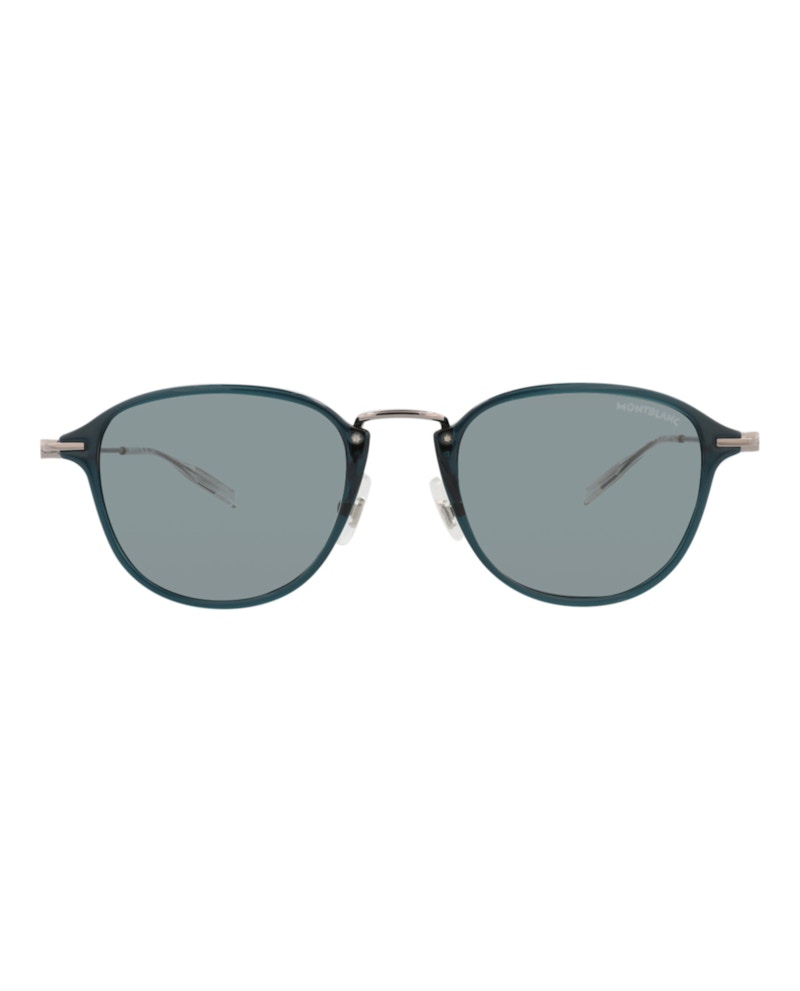 Montblanc Round-Frame Injection Sunglasses Green Ruthenium Grey (MB0155S-30010173-007)