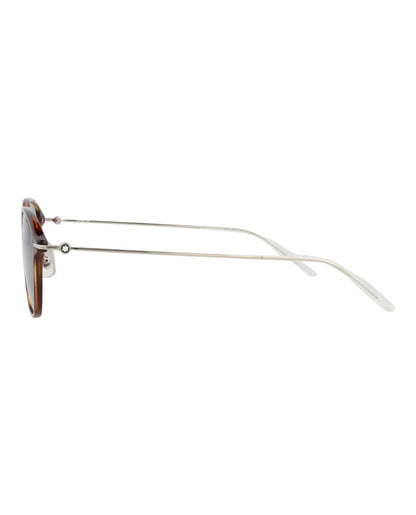 Montblanc Round-Frame Injection Sunglasses Havana Silver Grey (MB0155S-30010173-006)