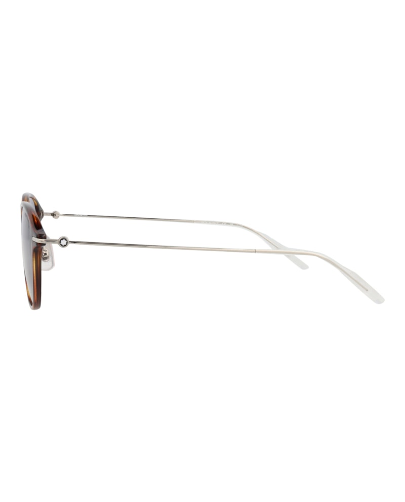 Montblanc Round-Frame Injection Sunglasses Havana Silver Grey (MB0155S-30010173-006)