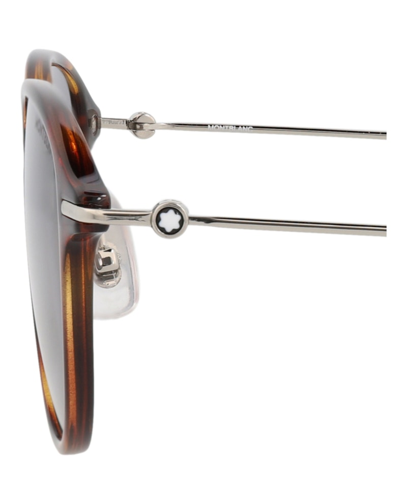 Montblanc Round-Frame Injection Sunglasses Havana Silver Grey (MB0155S-30010173-006)