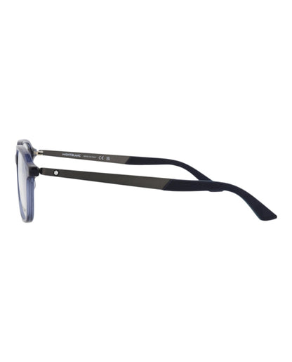 Montblanc Round-Frame Recycled Acetate Optical Frames Blue Ruthenium Transparent (MB0335OA-30015020-003)