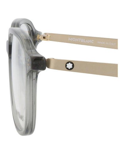 Montblanc Round-Frame Recycled Acetate Optical Frames Grey Gold Transparent (MB0335OA-30015020-004)