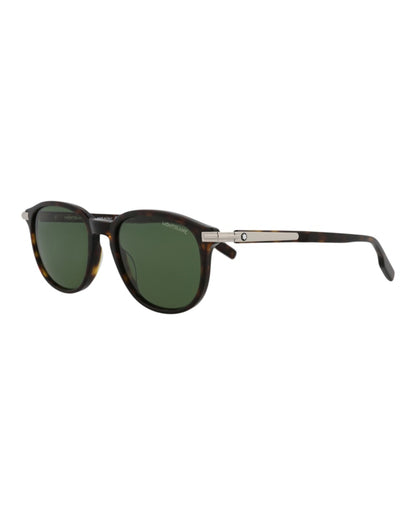 Montblanc Round-Frame Recycled Acetate Sunglasses Havana Havana Green (MB0276S-30014184-002)