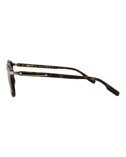 Montblanc Round-Frame Recycled Acetate Sunglasses Havana Havana Green (MB0276S-30014184-002)