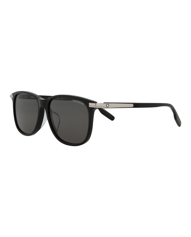 Montblanc Square-Frame Acetate Sunglasses Black Black Grey (MB0216SA-30012165-001)
