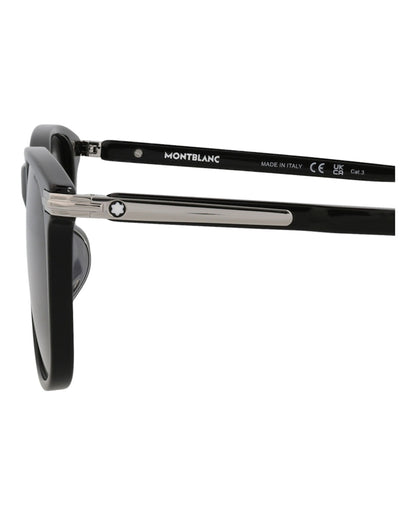 Montblanc Square-Frame Acetate Sunglasses Black Black Grey (MB0216SA-30012165-001)