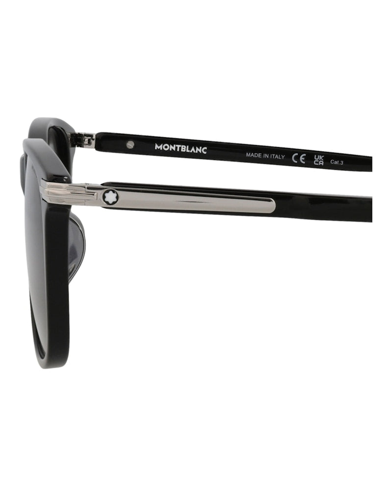 Montblanc Square-Frame Acetate Sunglasses Black Black Grey (MB0216SA-30012165-001)