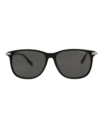 Montblanc Square-Frame Acetate Sunglasses Black Black Grey (MB0216SA-30012165-001)