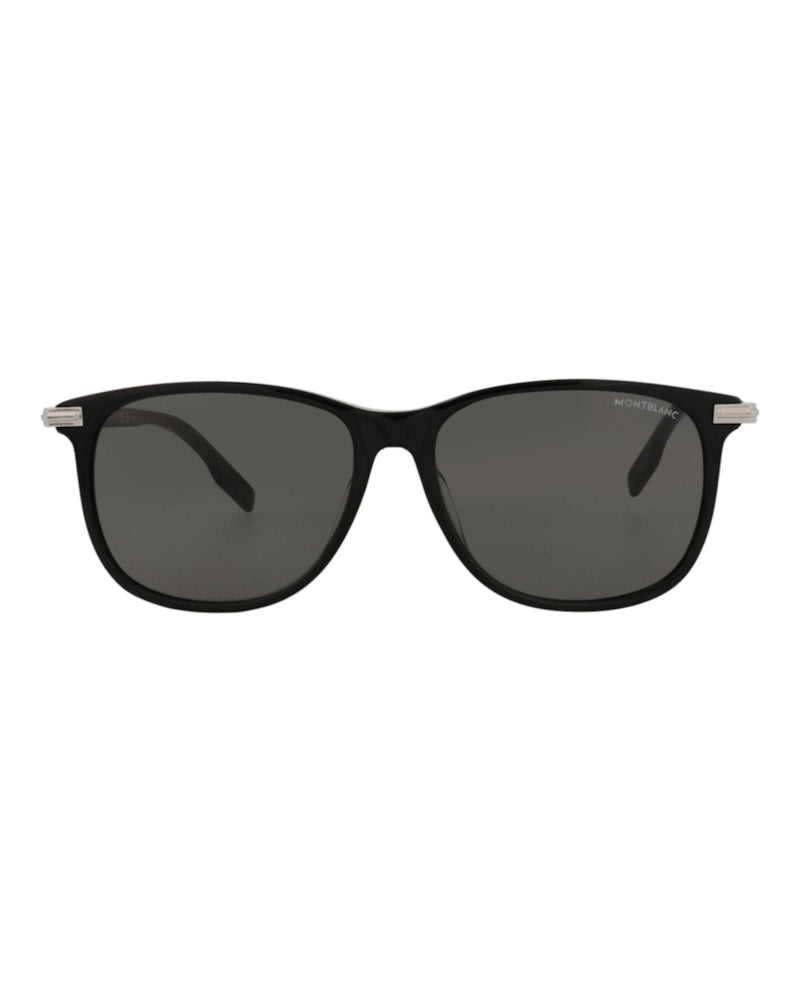 Montblanc Square-Frame Acetate Sunglasses Black Black Grey (MB0216SA-30012165-001)