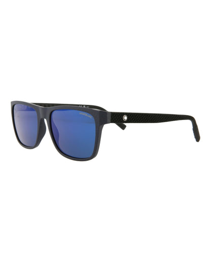Montblanc Square-Frame Injection Sunglasses Blue Black Blue (MB0209S-30012085-002)