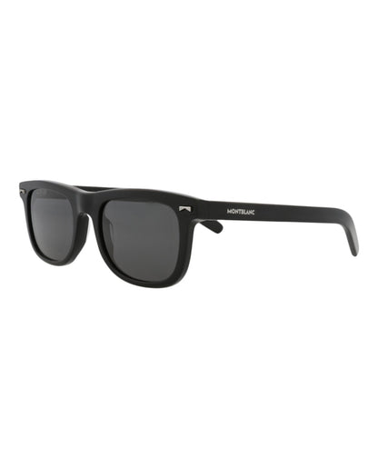 Montblanc Square-Frame Recycled Acetate Sunglasses Black Black Smoke (MB0260S-30014171-001)