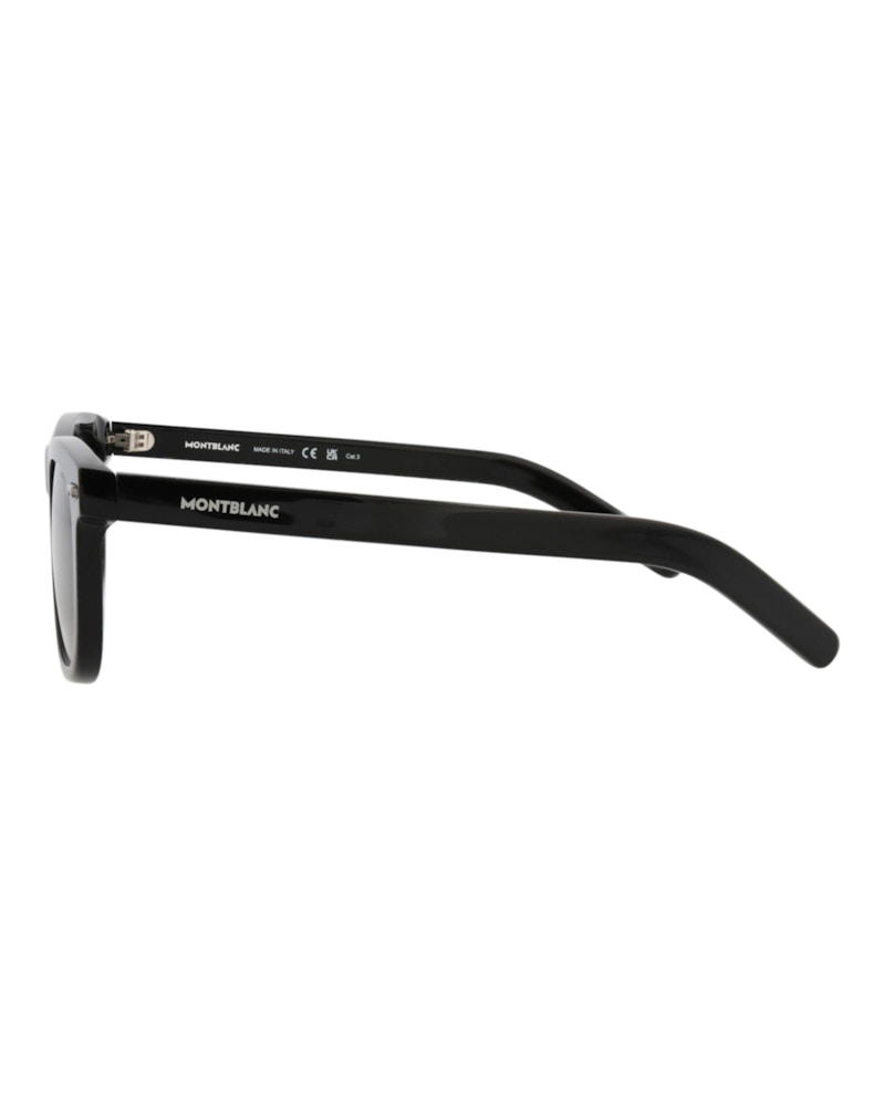 Montblanc Square-Frame Recycled Acetate Sunglasses Black Black Smoke (MB0260S-30014171-001)