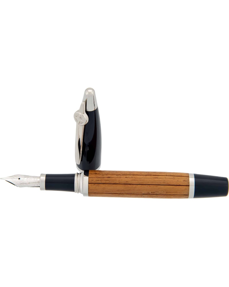 Montegrappa Lo Spirito Blue Resin/Teak 5.75in Fountain Fine ISSPN2IW