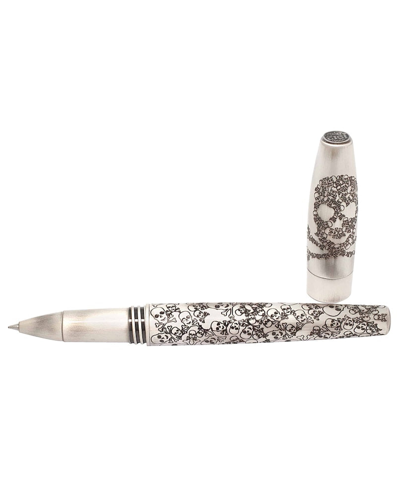 Montegrappa Merry Skull Silver Steel 5.5in Rollerball ISFOSRBS