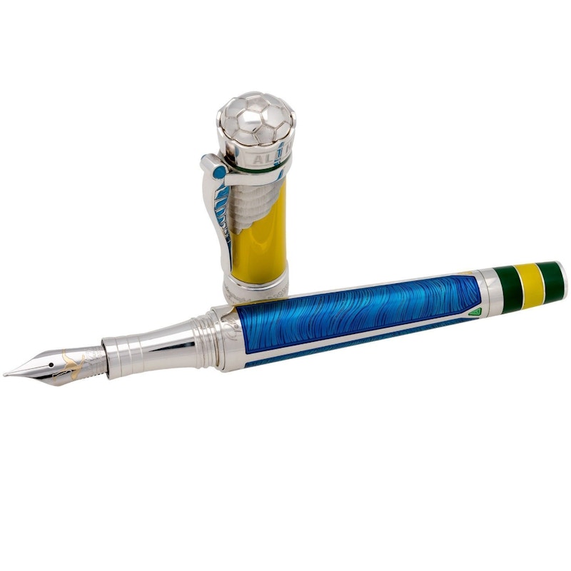 Montegrappa Pele Icons Blue Resin/Silver 5.75in Fountain Medium ISICP2SL