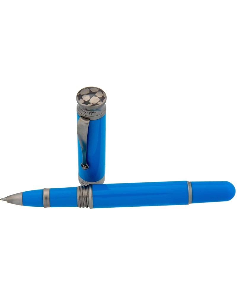 Montegrappa Uefa Champoins Blue Resin 5.5in Rollerball ISUBNRAA