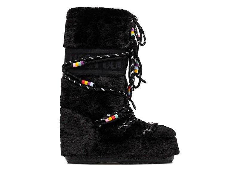 Moon Boot Icon Faux-Fur Boot Black Beads