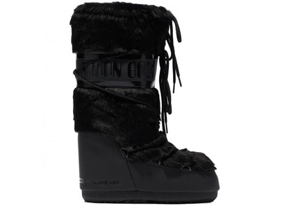 Moon Boot Icon Faux-Fur Boot Black (The Original Heel Logo)