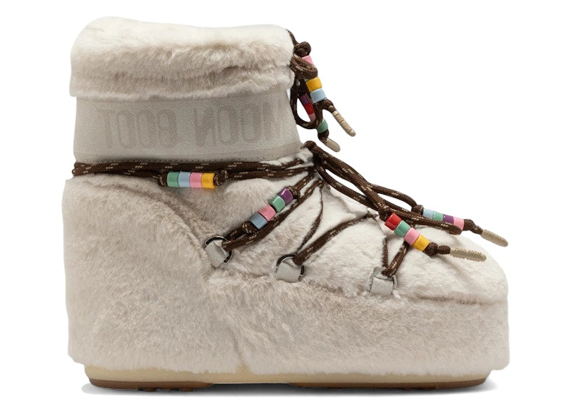Moon Boot Icon Faux-Fur Low Boot Cream Beads