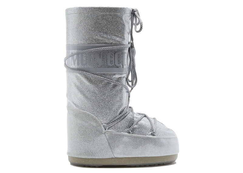 Moon Boot Icon Glitter Boot Silver