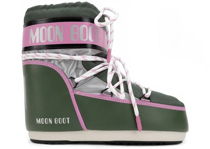 Moon Boot Icon Low Space Racing Forest Green/Silver/Pink (Women's)