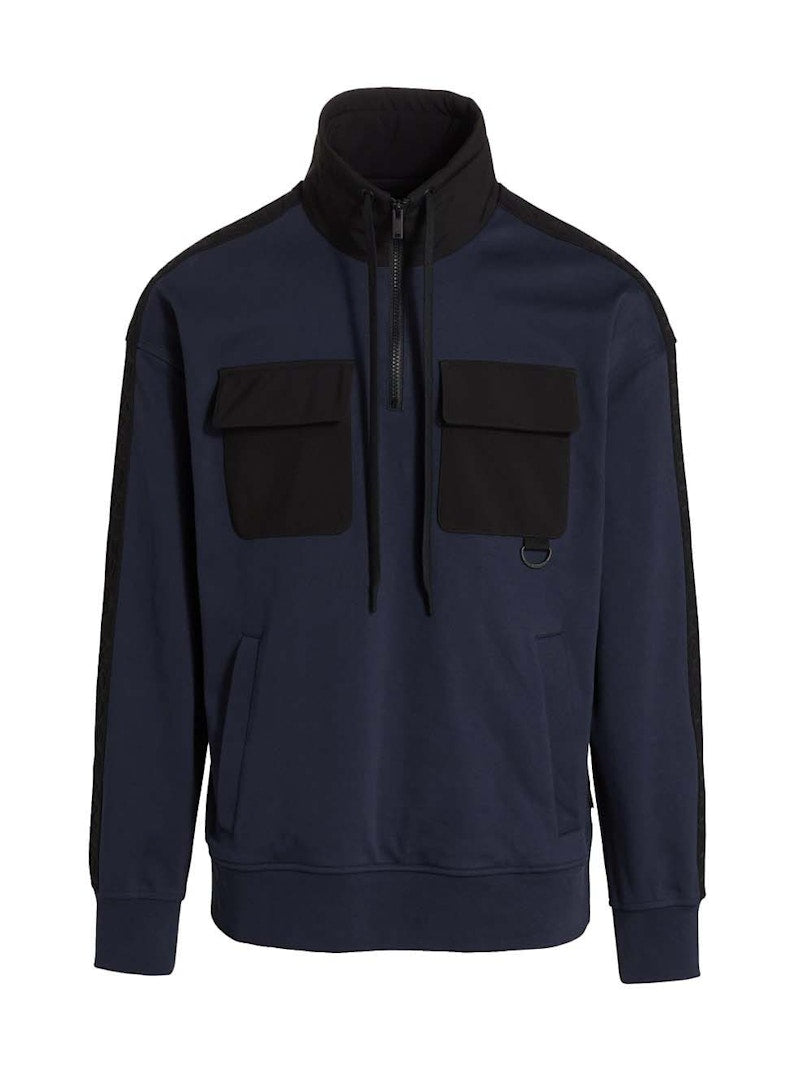 Moose Knuckles Borough Popover Quarter Zip Dark Sapphire