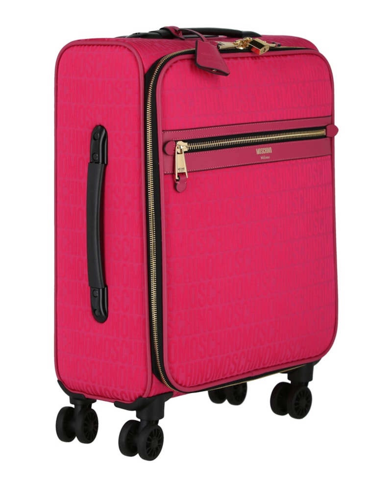 Moschino All-Over Logo Trolley Case Fuchsia