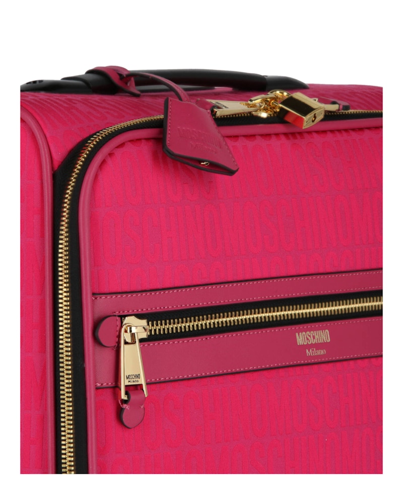 Moschino All-Over Logo Trolley Case Fuchsia