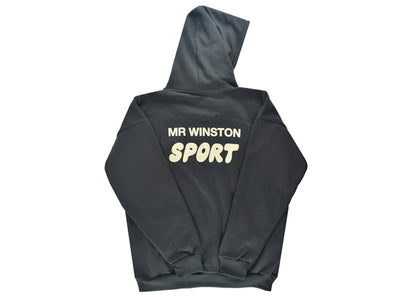 Mr Winston Puff Hooded Sweatshirt Black Charcoal