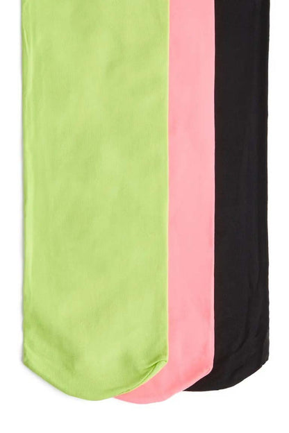 Mugler H&M 3-Pack 80 Denier Tights Black/Pink/Acid Green