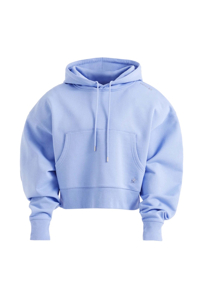 Mugler H&M Batwing-Sleeved Hoodie Blue