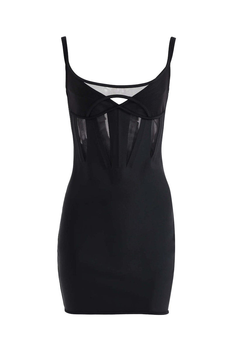 Mugler H&M Corset-Style Mini Dress Black