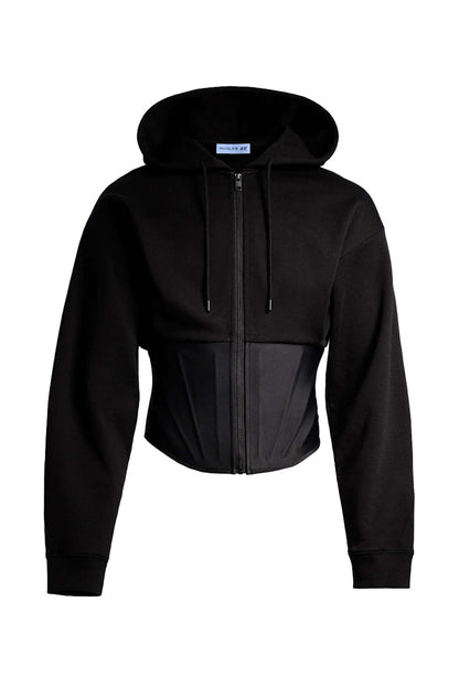 Mugler H&M Corset-Waist Hooded Jacket (Mens) Black