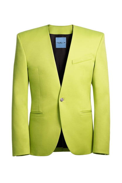 Mugler H&M Defined-Waist Wool Blazer (Mens) Acid Green