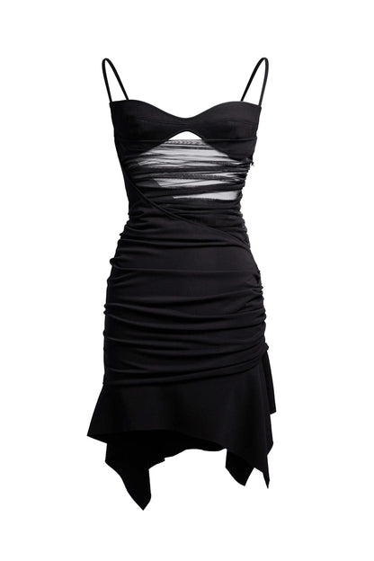 Mugler H&M Gathered Mini Dress with Bra Top Black