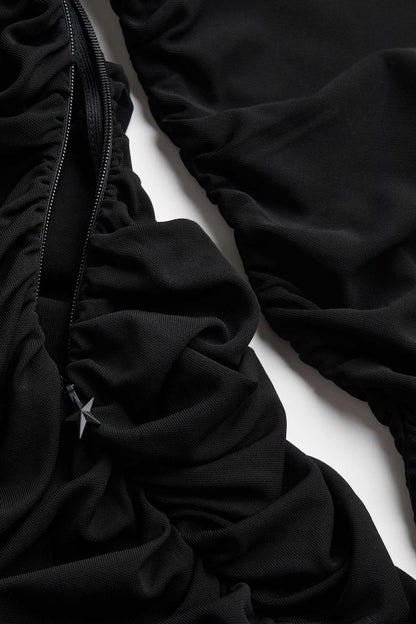 Mugler H&M Gathered One-Shoulder Mini Dress Black