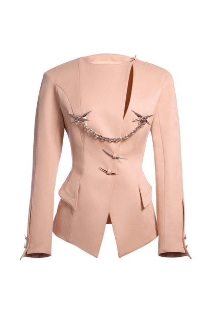 Mugler H&M Hourglass Wool Jacket Antique Pink