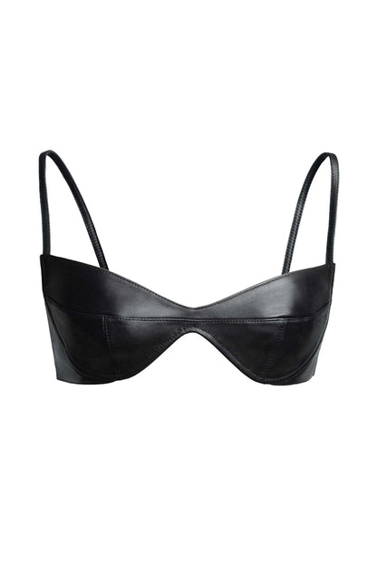Mugler H&M Leather Bra Black
