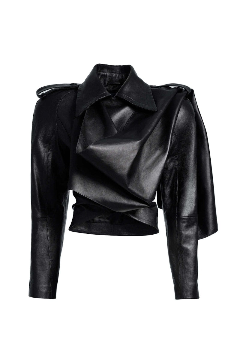 Mugler H&M Leather Jacket with Scarf Black