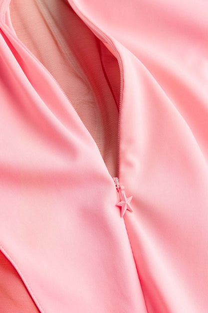 Mugler H&M Mesh-Paneled Mini Dress Pink