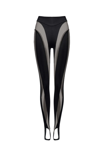 Mugler H&M Mesh-Paneled Stirrup Leggings Black