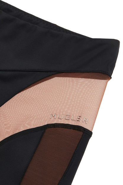 Mugler H&M Mesh-Paneled Stirrup Leggings Dark Brown