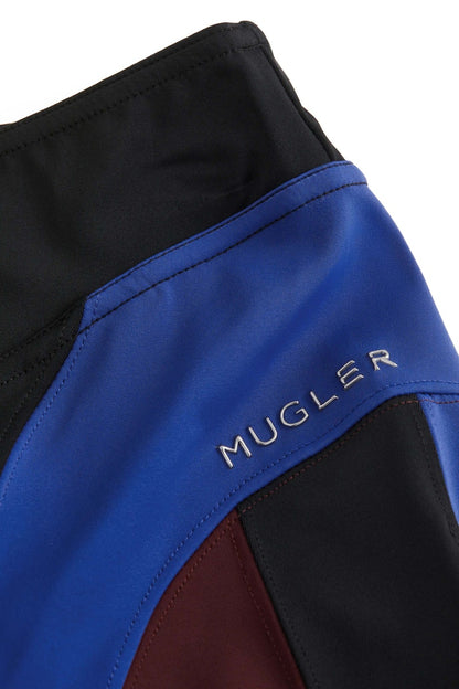 Mugler H&M Spiral-Paneled Jersey Leggings Black/Color-Block