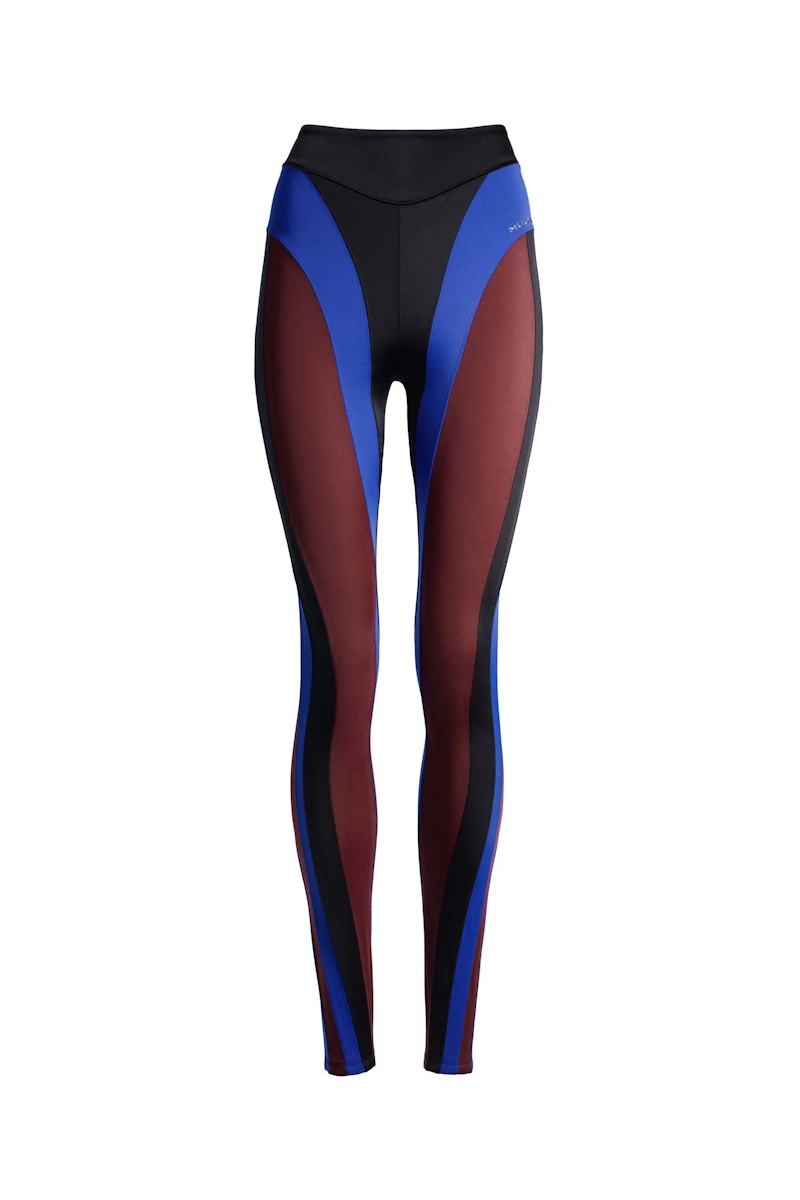 Mugler H&M Spiral-Paneled Jersey Leggings Black/Color-Block