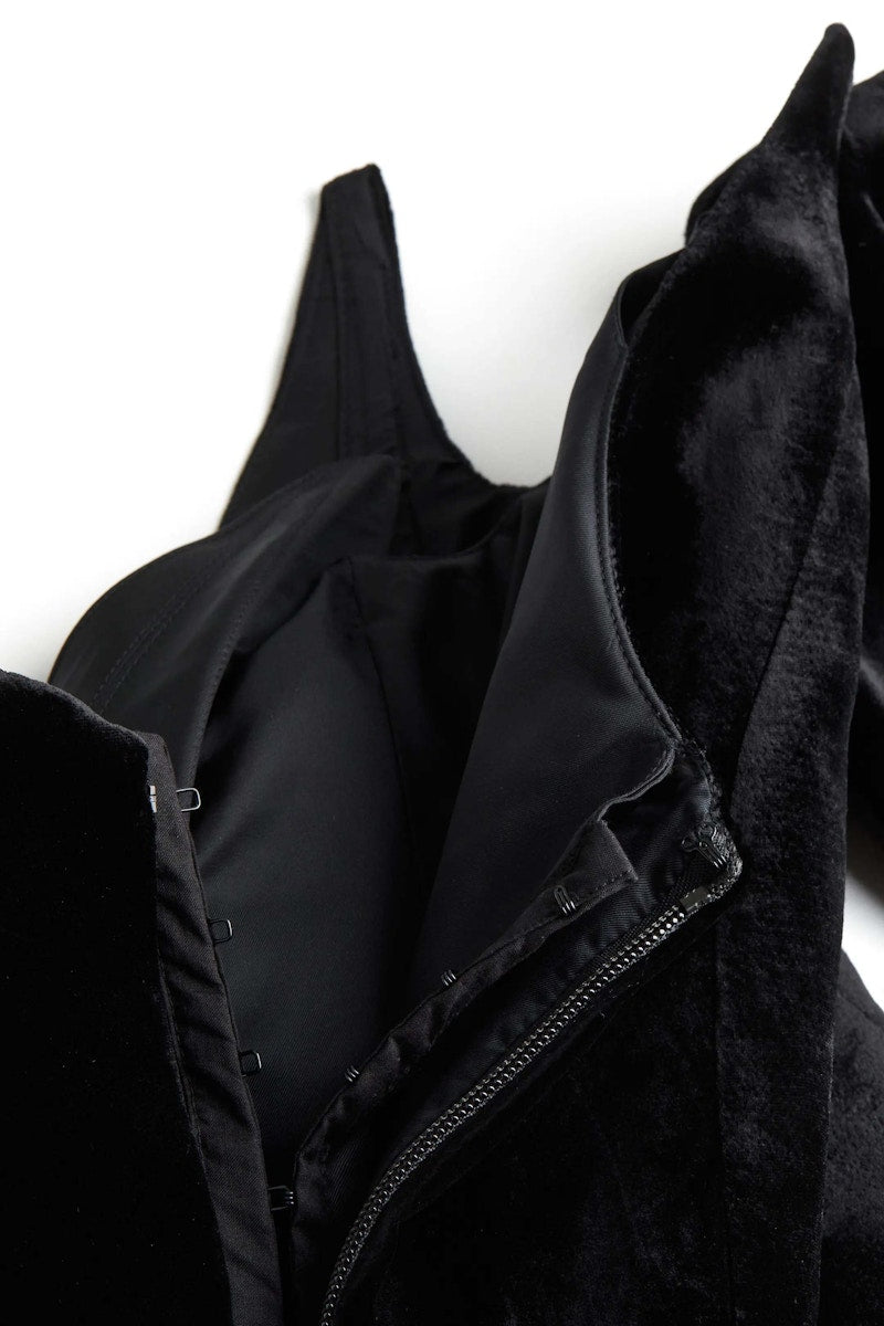 Mugler H&M Velvet Peplum Dress Black