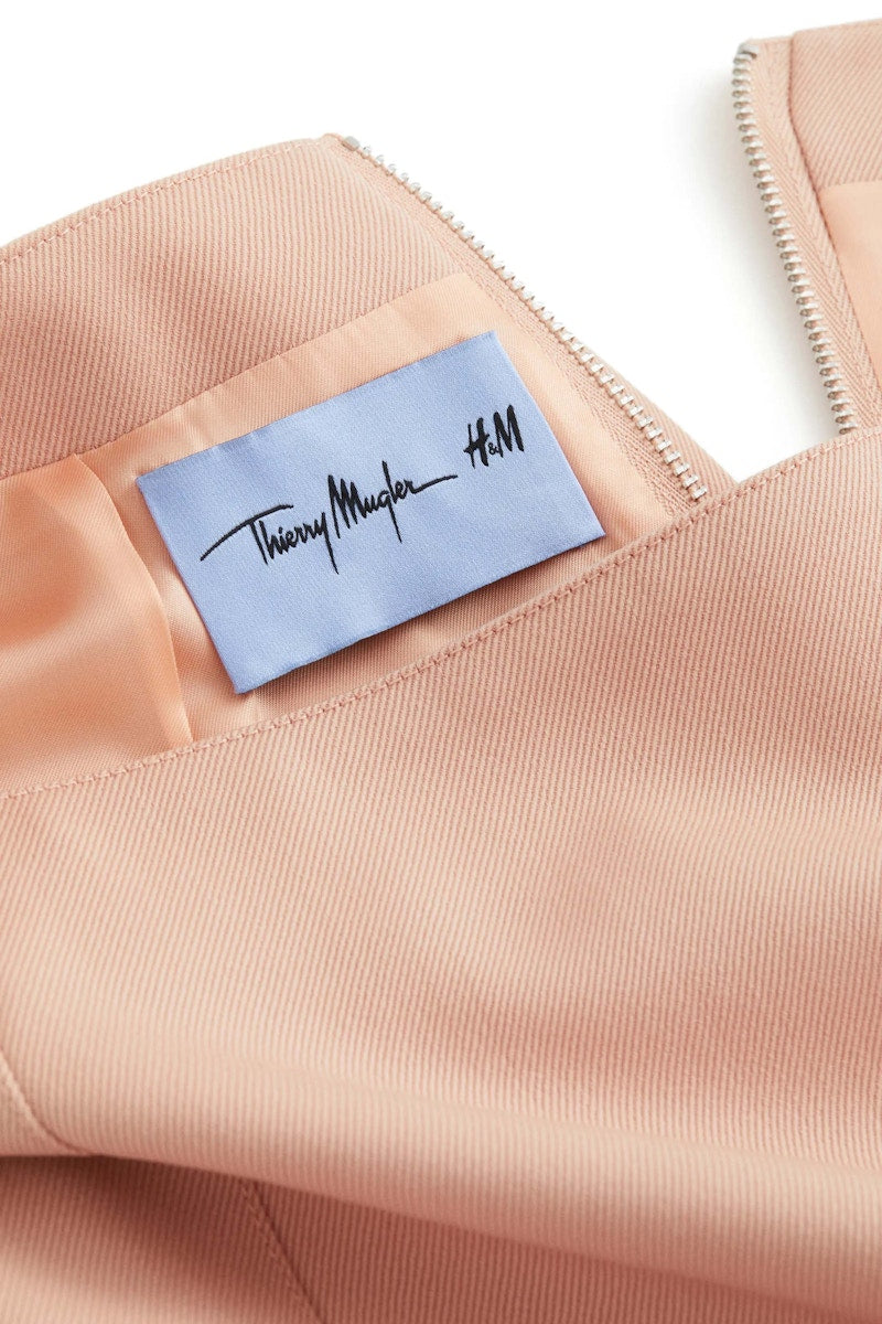 Mugler H&M Wool Mini Skirt Antique Pink