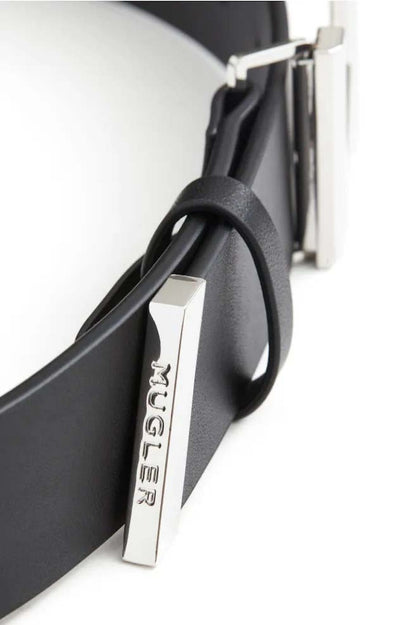 Mugler H&M M-Buckle Leather Belt (Mens) Black