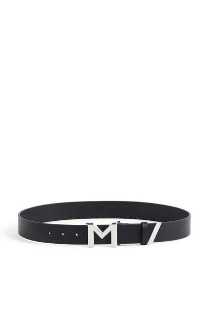 Mugler H&M M-Buckle Leather Belt (Mens) Black