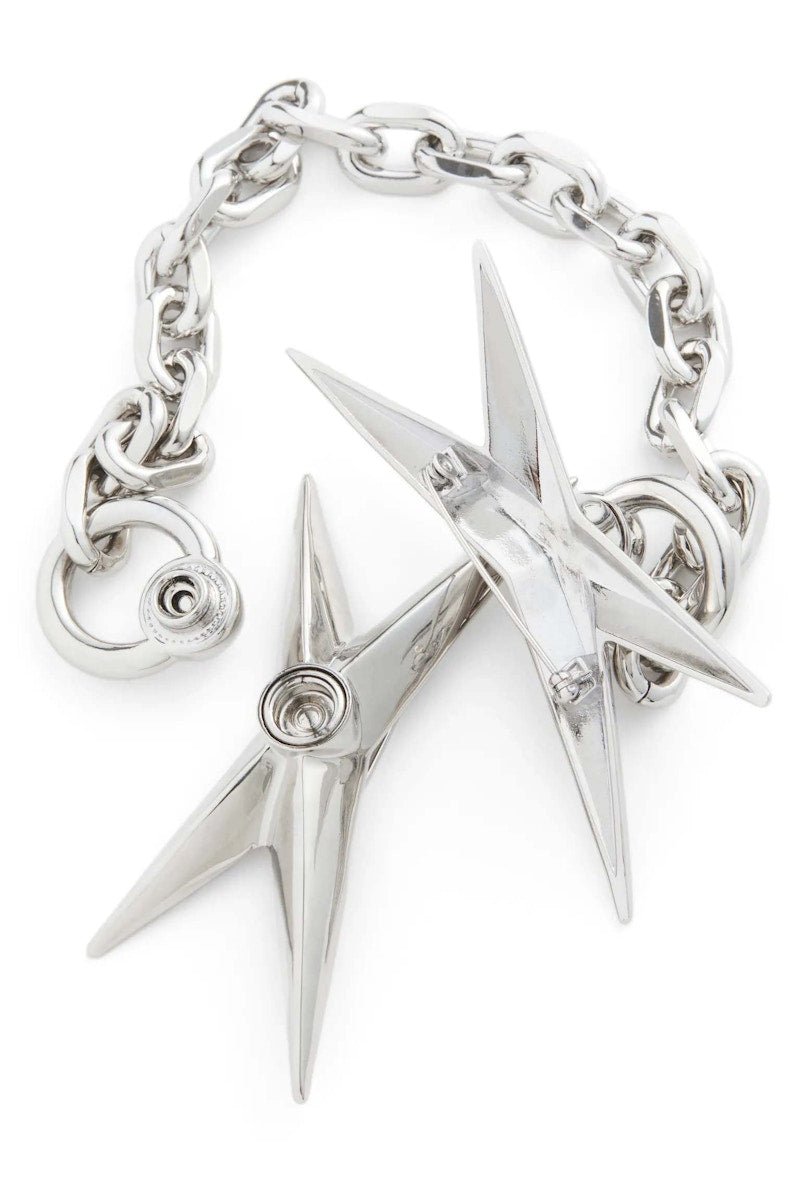 Mugler H&M Star-Motif Double Brooch Silver