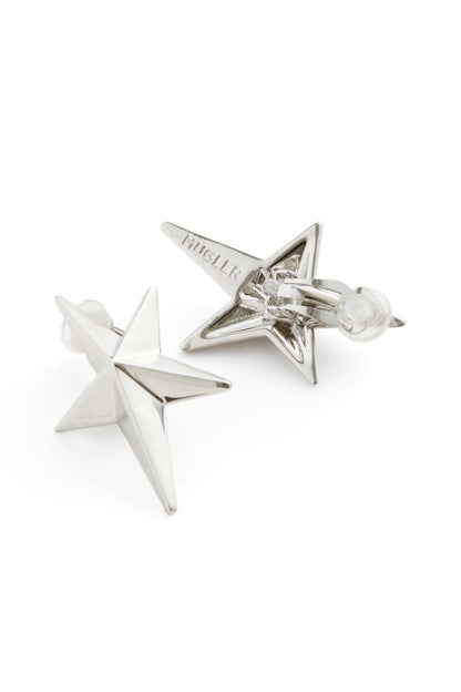 Mugler H&M Star-Shaped Clip Earrings Silver-colored